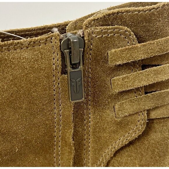 Frye Cece Tassel Wedge Bootie Suede Boots Size 8.5 Army Green Brown Women's - Picture 3 of 6